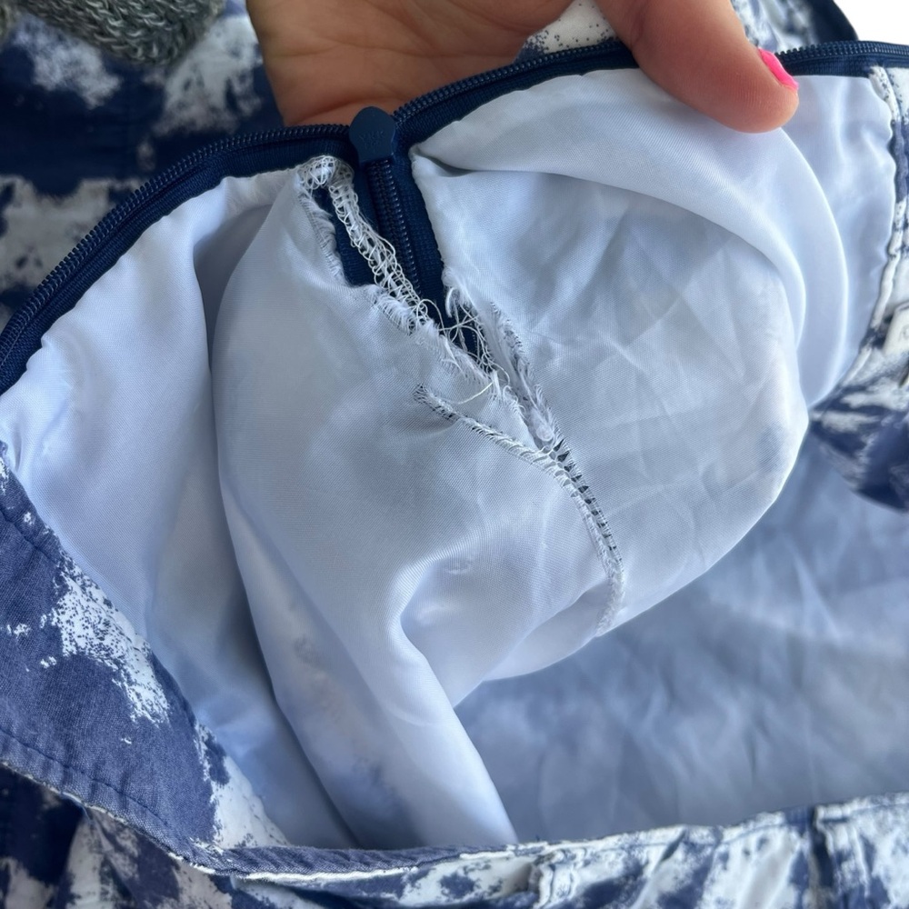 Fossil Women’s Size 12 Blue White Tie-dye Pleated Lined A-line Mini Skirt Cotton - Picture 16 of 16